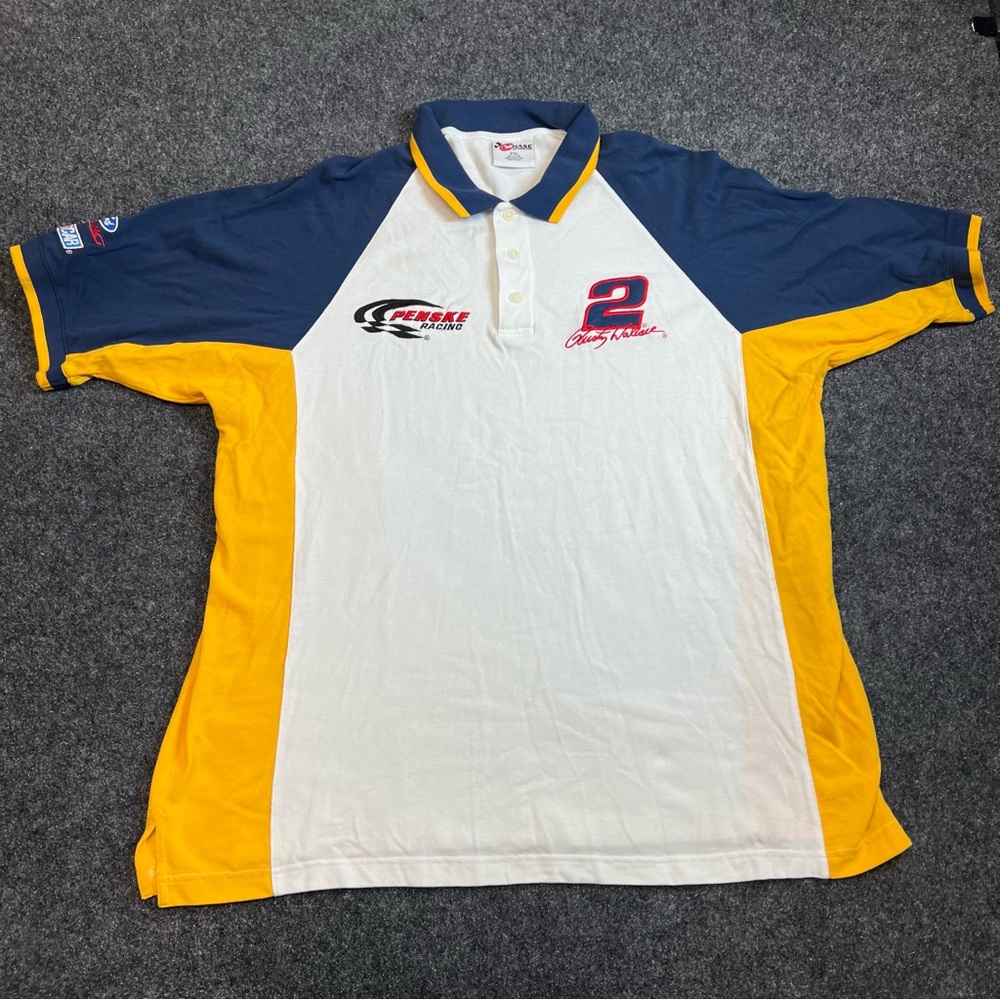 Rusty Wallace #2 Penske Racing NASCAR Polo Shirt Men’s 2XL Blue Racing Fan Tee